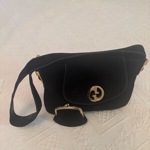 GUCCI GG Logo Black Suede Bag.